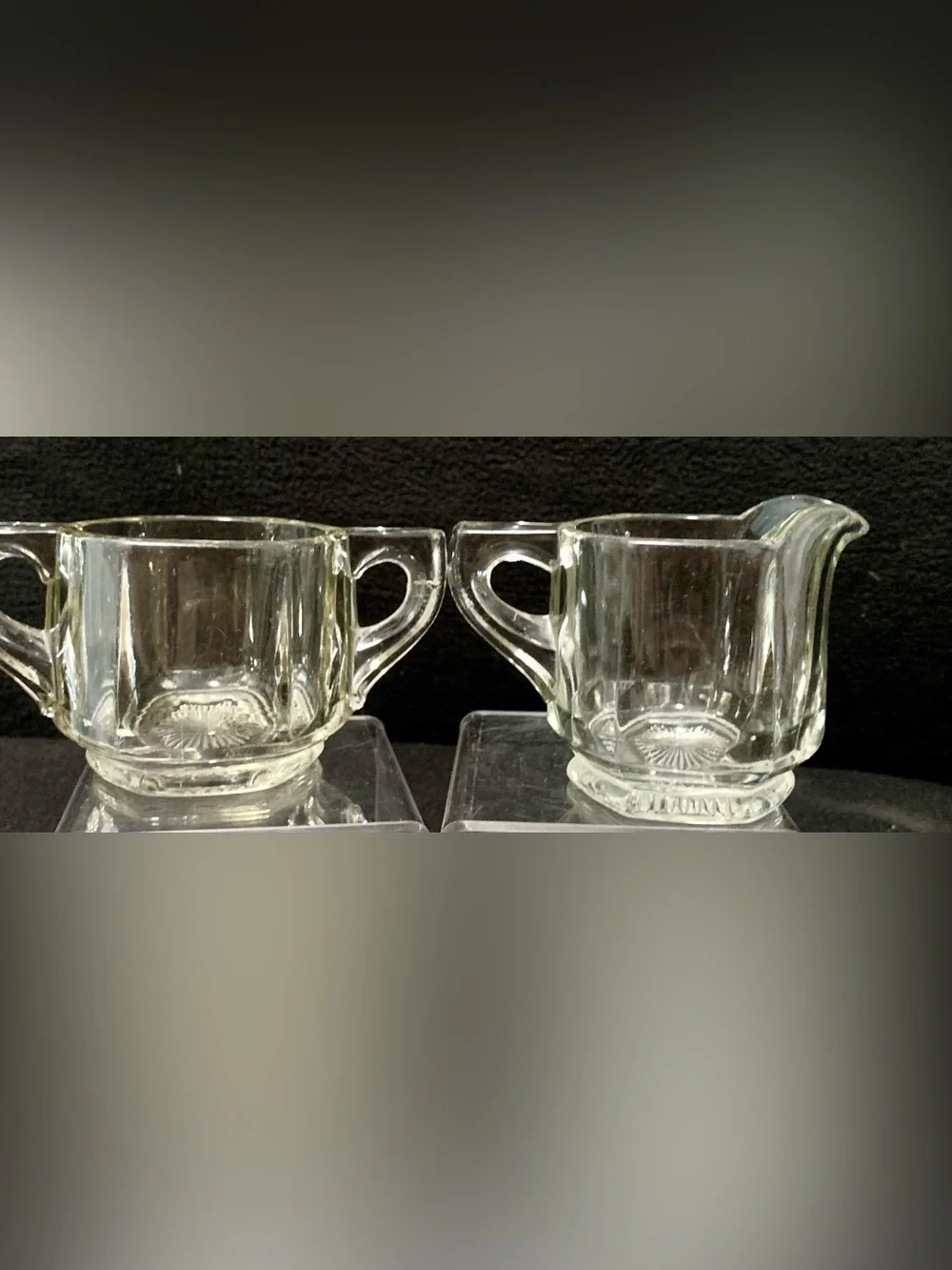 🔍 Clear Glass Creamer & Open Sugar Bowl (2) Piece Set